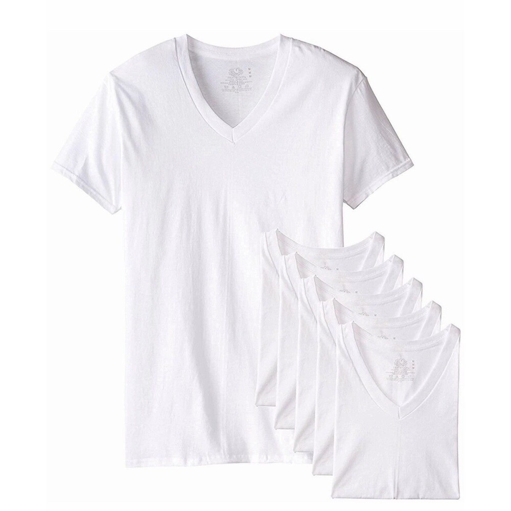 Eversoft 5-Pack NWT Men's V-Neck Stay-Tucked T-Shirt Size Large White Cotton